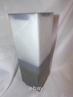Vintage Art Studio Pottery Gray Ombre Rectangular Vase Signed BEVERLY'8911.75