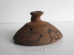 Vintage Artisan Handmade Pottery Vase Brown