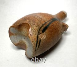 Vintage Artist Marked Japanese Style Salt Fired Pottery Bud Vase Bottle
