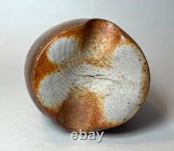Vintage Artist Marked Japanese Style Salt Fired Pottery Bud Vase Bottle