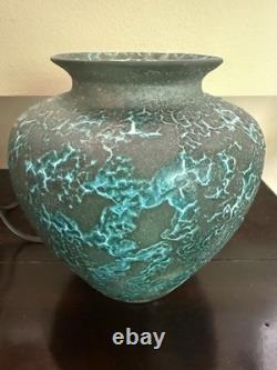 Vintage Artist Signed ByWilliam K. Turner Studio Pottery Vase Teel Glazed