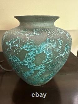 Vintage Artist Signed ByWilliam K. Turner Studio Pottery Vase Teel Glazed