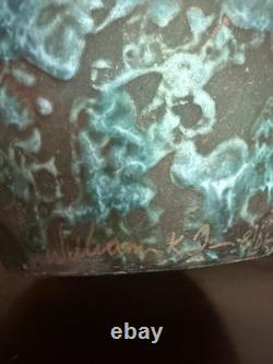 Vintage Artist Signed ByWilliam K. Turner Studio Pottery Vase Teel Glazed