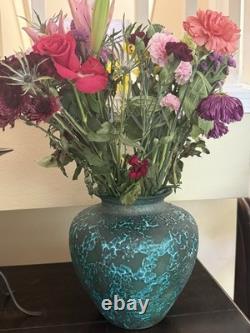 Vintage Artist Signed ByWilliam K. Turner Studio Pottery Vase Teel Glazed