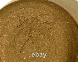 Vintage Artist Signed DeVries Studio Pottery Lidded Vessel Drip Glaze