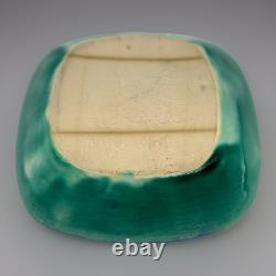 Vintage Avraham Gofer Studio Art Pottery Rooster Plate, blue & green, home decor
