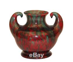 Vintage Awaji Art Studio Japanese Pottery Deco Vase Hand Thrown Flambe Glaze