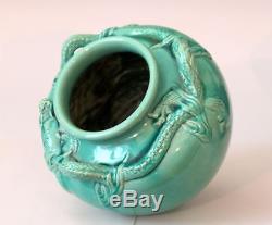 Vintage Awaji Art Studio Japanese Pottery Dragon Storage Jar Vase
