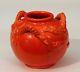 Vintage Awaji Studio Japanese Pottery Dragon Jar Chrome Red Atomic Orange Vase