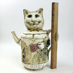 Vintage BARBARA SEXTON Ceramic CAT Teapot Pitcher Studio Art Hand made 1984