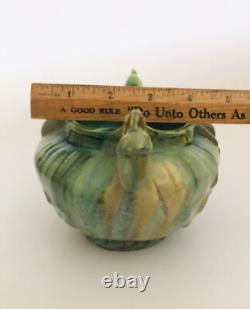 Vintage Belgium Thulin Studio Art Crafts Pottery Vase Acorn Drip Glaze 9088