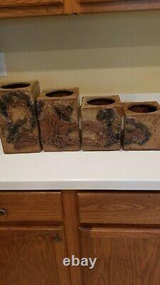 Vintage Bennett Welsh Signed Studio Art Pottery Canister Set