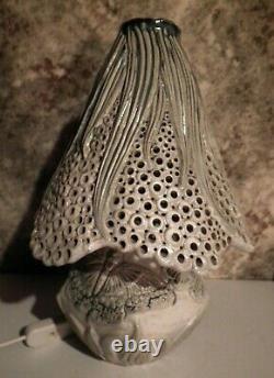 Vintage Bernard Rooke Table Lamp Pierced Dome Top Mushroom Lamp Butterflies