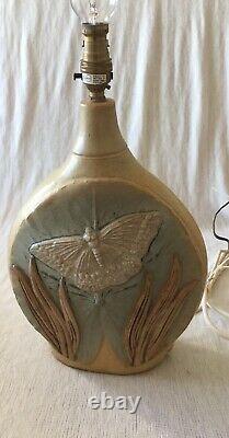 Vintage Bernard Rooke The Mill Gallery Studio Pottery Lamp Base Butterfly Design