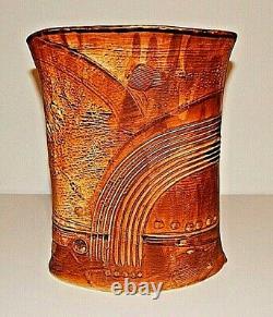 Vintage Bertil Vallien for Rorstrand Sweden Terra Brown Large 9 Ceramic Vase