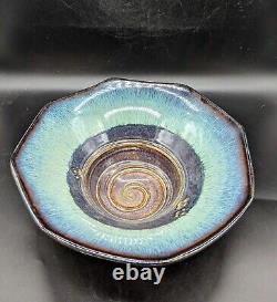 Vintage Bill Campbell Studio Art Pottery 11.5 Octagonal Centerpiece Bowl Signed