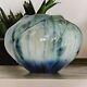 Vintage Bill Campbell Studio Art Pottery Crystalline Glaze Blue & Green Vase 8.7