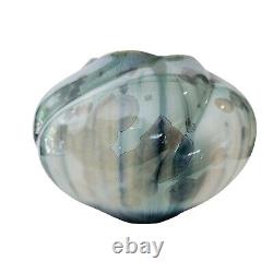 Vintage Bill Campbell Studio Art Pottery Crystalline Glaze Blue & Green Vase 8.7