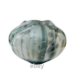 Vintage Bill Campbell Studio Art Pottery Crystalline Glaze Blue & Green Vase 8.7