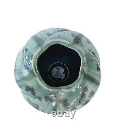 Vintage Bill Campbell Studio Art Pottery Crystalline Glaze Blue & Green Vase 8.7