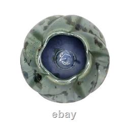Vintage Bill Campbell Studio Art Pottery Crystalline Glaze Blue & Green Vase 8.7