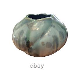 Vintage Bill Campbell Studio Art Pottery Crystalline Glaze Blue & Green Vase 8.7
