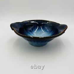 Vintage Bill Campbell Studio Art Pottery Handled Bowl Drip Glazed Signed