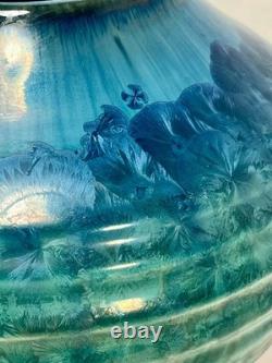 Vintage Bill Campbell Studio Pottery Crystalline & Drip Glaze Blue Vase Signed