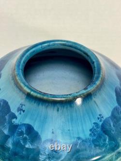 Vintage Bill Campbell Studio Pottery Crystalline & Drip Glaze Blue Vase Signed