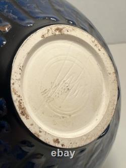 Vintage Bill Campbell Studio Pottery Crystalline & Drip Glaze Blue Vase Signed