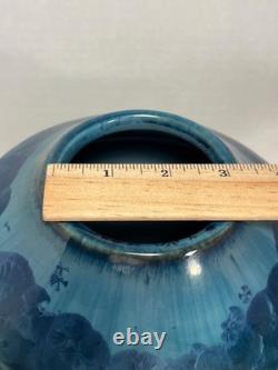 Vintage Bill Campbell Studio Pottery Crystalline & Drip Glaze Blue Vase Signed