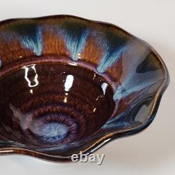 Vintage Bill Campbell Studio Pottery Handmade Drip Glaze Ceramic Bowls Set of 2