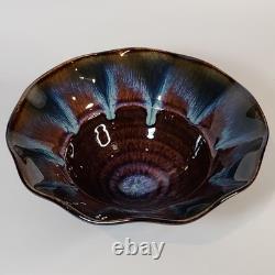 Vintage Bill Campbell Studio Pottery Handmade Drip Glaze Ceramic Bowls Set of 2
