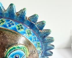 Vintage Bitossi Aldo Londi Rimini Blu Sun Figure Ceramic Sculpture Italy MCM