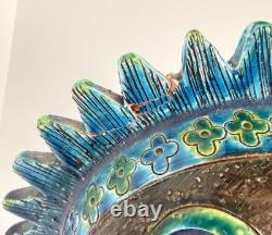 Vintage Bitossi Aldo Londi Rimini Blu Sun Figure Ceramic Sculpture Italy MCM