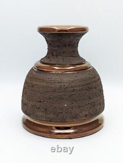 Vintage Bitossi Pottery Bottle Form Vase Brown Copper Metallic 1960's Italy