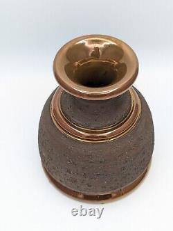 Vintage Bitossi Pottery Bottle Form Vase Brown Copper Metallic 1960's Italy