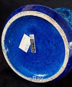 Vintage Bitossi for Rosenthal Netter ceramic studio pottery blue vase 8.5 Italy