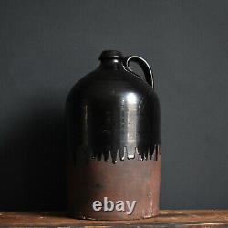 Vintage Black Drip Glazed Ceramic Earthenware Studio Pottery Flagon Winchcombe