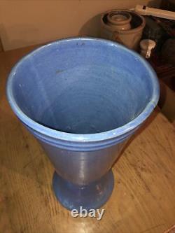 Vintage Blue American Studio Art Pottery Floor Vase Oil Jar Umbrella