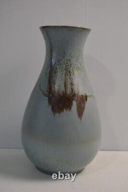 Vintage Blue Mountain Studio Pottery Vase Hand Painted Glazed LARGE 14 MCM Deco
