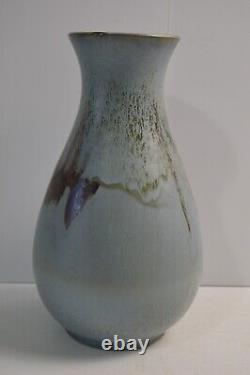 Vintage Blue Mountain Studio Pottery Vase Hand Painted Glazed LARGE 14 MCM Deco