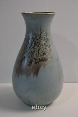 Vintage Blue Mountain Studio Pottery Vase Hand Painted Glazed LARGE 14 MCM Deco