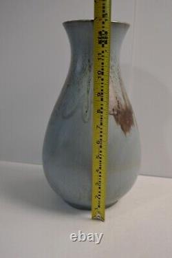 Vintage Blue Mountain Studio Pottery Vase Hand Painted Glazed LARGE 14 MCM Deco