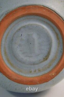 Vintage Blue Mountain Studio Pottery Vase Hand Painted Glazed LARGE 14 MCM Deco