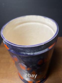 Vintage Blue Red Abstract Flower Drip Glaze MYSTERY MARK 7 High Pottery Ceramic