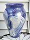 Vintage Blue & White Studio Art Pottery Vase Hand Painted Figure Signed SMB
