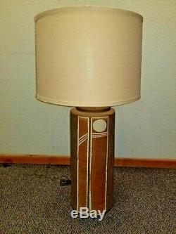 Vintage Bob Sakoda Studio Art Pottery Sgrafitto Table Lamp Signed Dated 1989 MCM