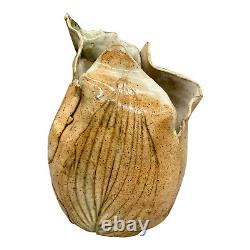 Vintage Botanical Leaf Studio Pottery Art Vase Signed Linnea