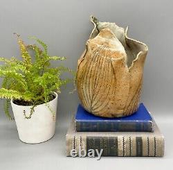 Vintage Botanical Leaf Studio Pottery Art Vase Signed Linnea